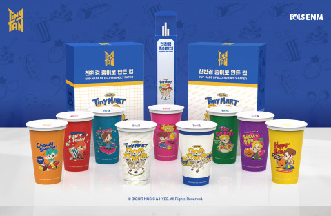 방탄소년단 캐릭터 타이니탄(TinyTAN) 친환경 종이컵(롤스 제공)
