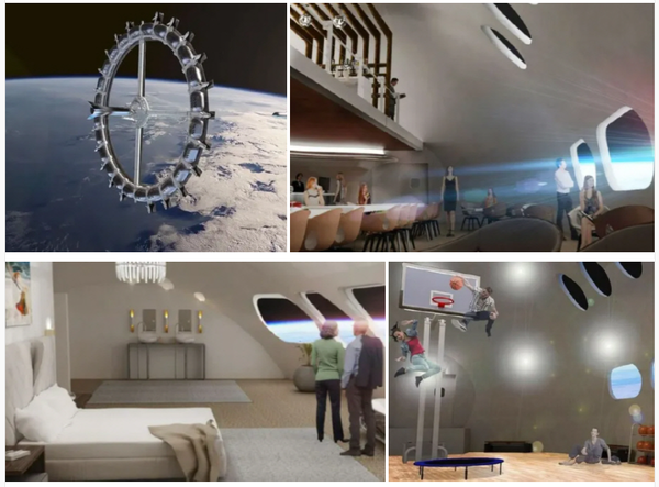 2027년 개장 예정인 보이저 스테이션(Voyager Station) 내부의 체육관과 농구장 가상 이미지. ['궤도 조립' 제공, 더선 캡처]